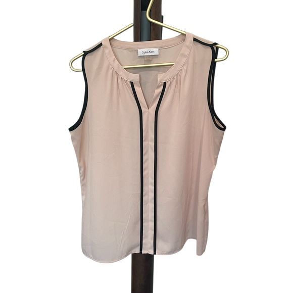 CALVIN KLEIN Career Top – Sleeveless, Mandarin Collar, Sz M, Excellent - Picture 2 of 4